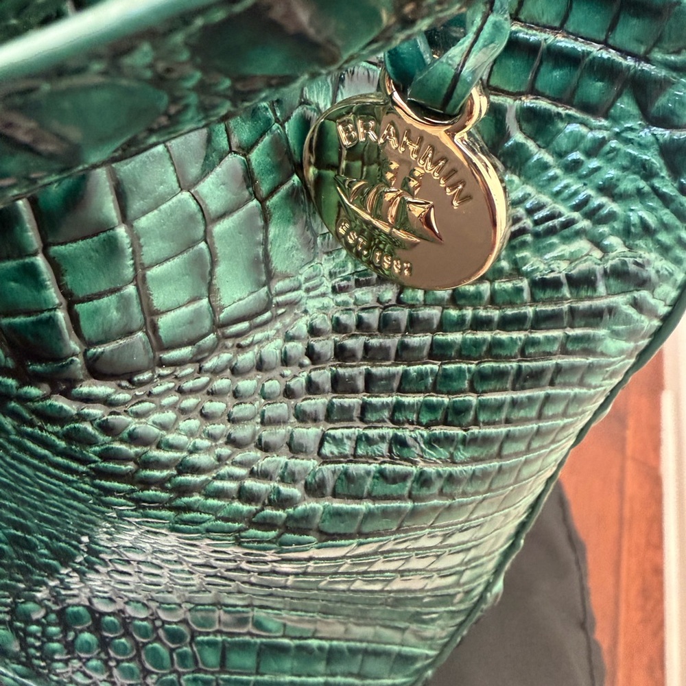 Brahmin Emerald Melbourne Crocodile-Embossed Shoulder Bag in Marlowe - Picture 9 of 14